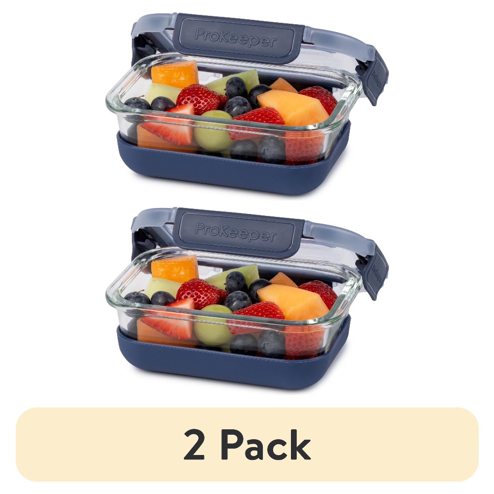 Food Prep Snacks - Conjunto de 2 Recipientes de Vidro