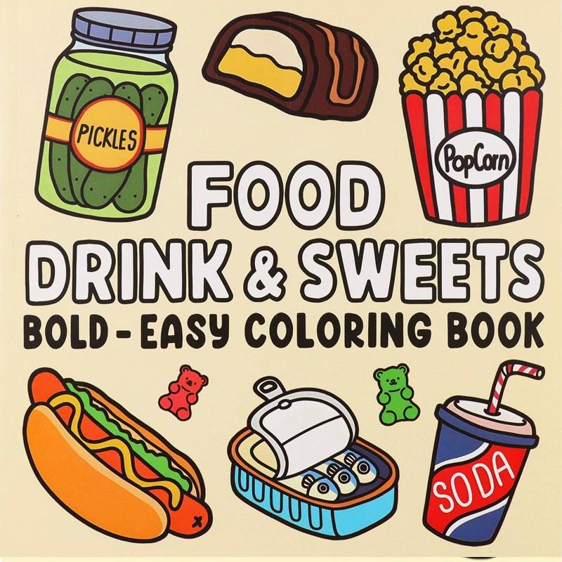 Food Y Snacks Coloring Book - Livro de Colorir de Comidas, Bebidas