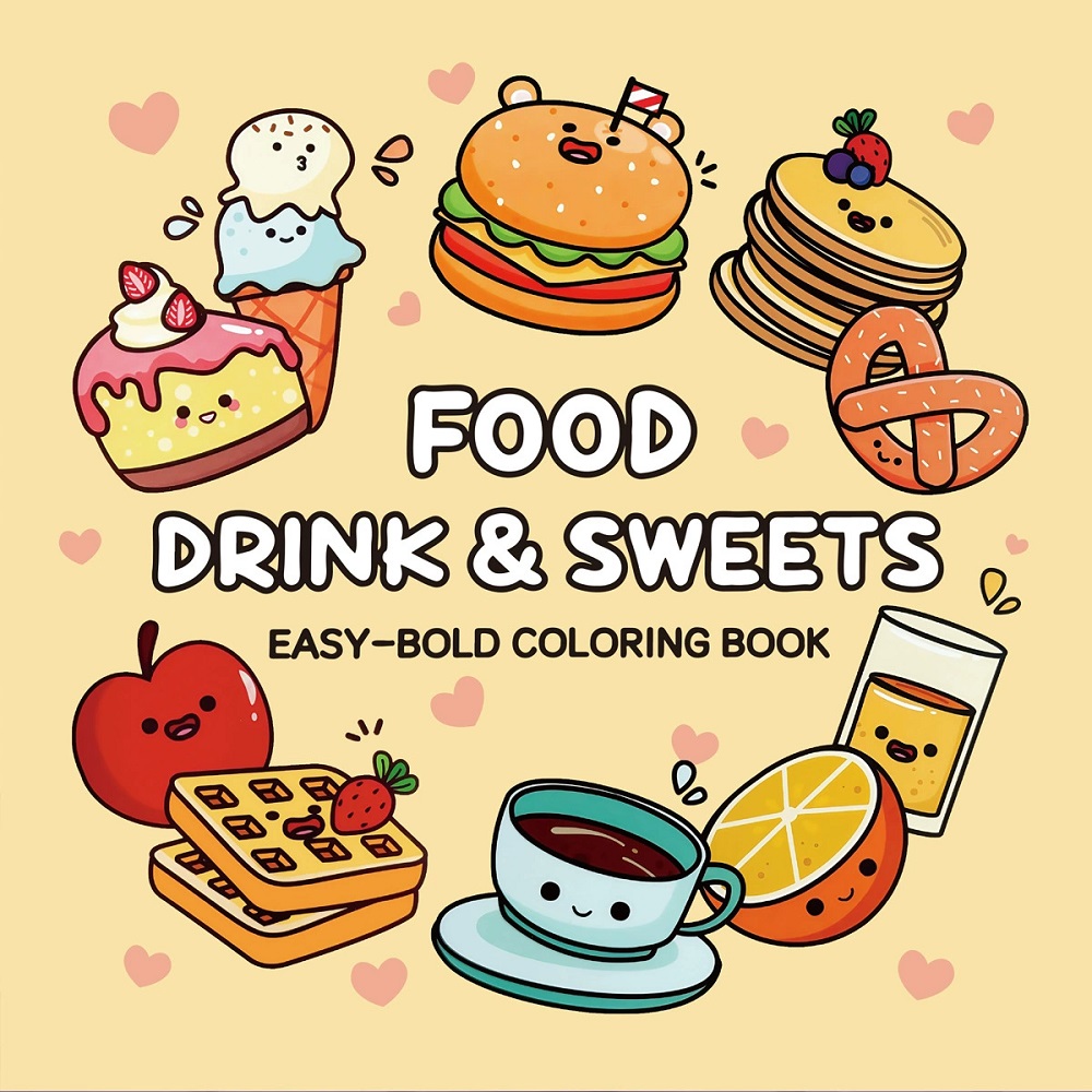 Food Y Snacks Coloring Book - Livro para colorir fácil e ousado
