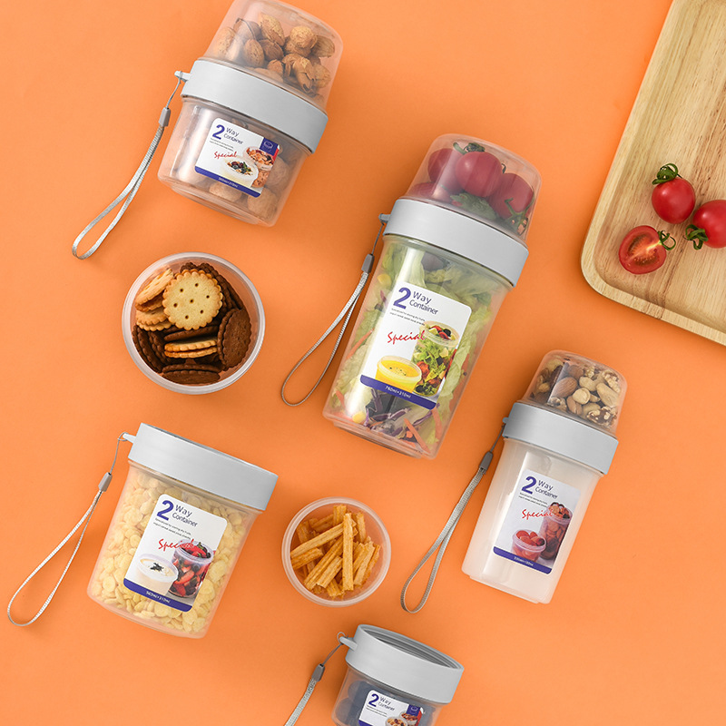 Caixa Portátil de Dupla Camada - Baby Food Snacks Yogurt avaliação e preço